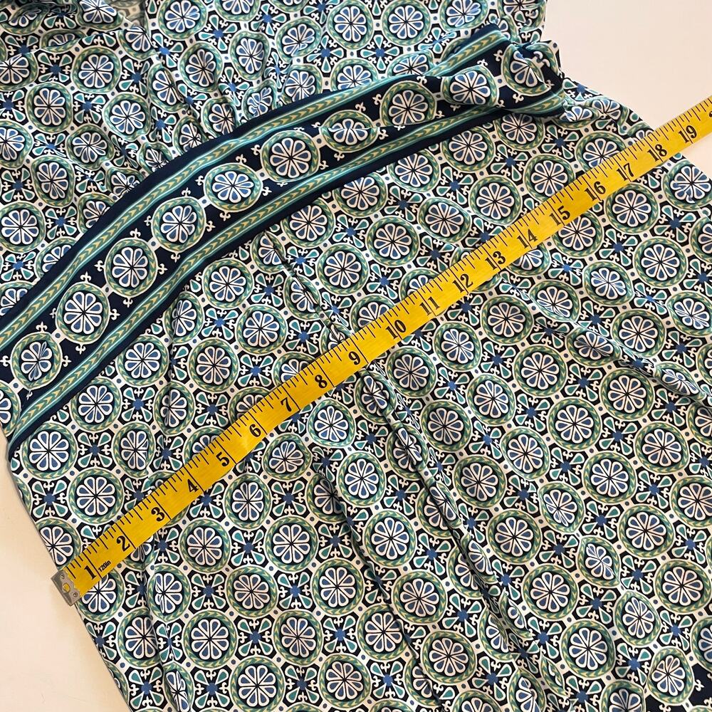 Max Studio Jersey Halter Dress Womens XL Blue Green Geo Print Sleeveless Midi - Picture 10 of 11